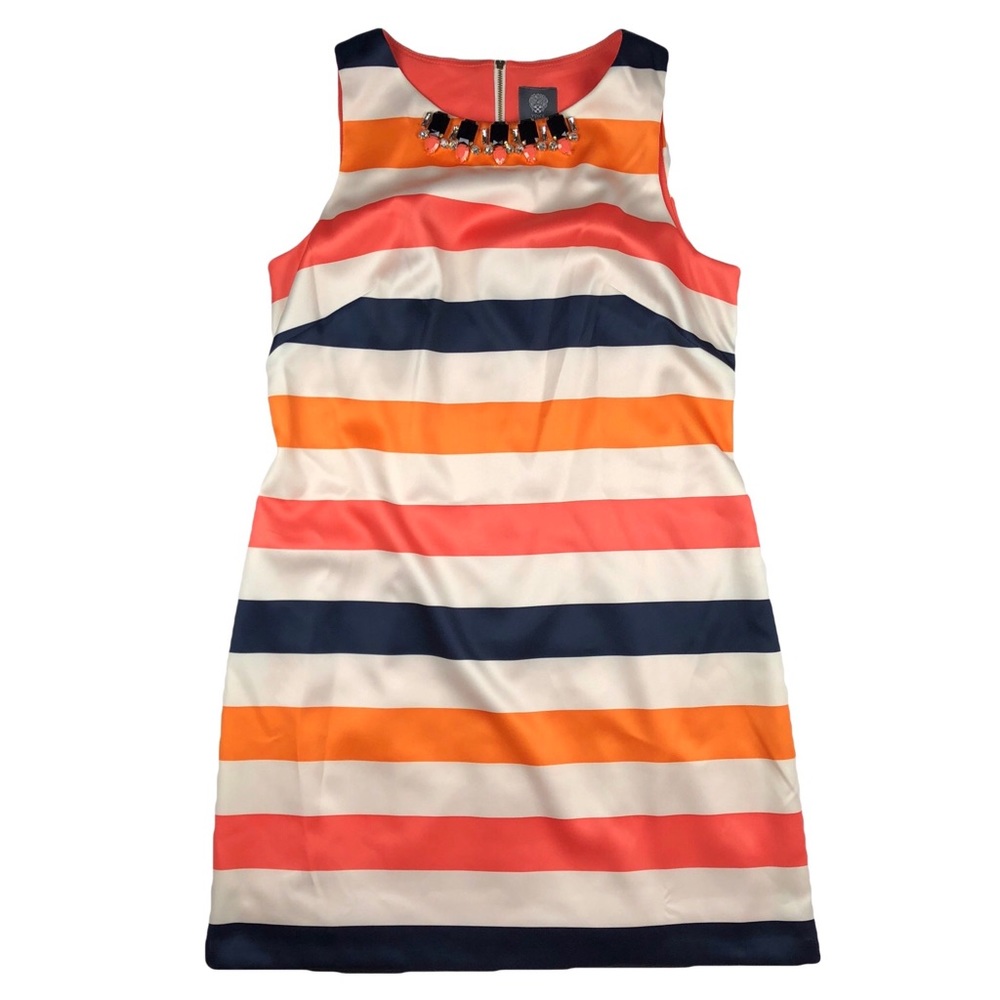 Vince Camuto Striped Dress w Statement Jewels size 12